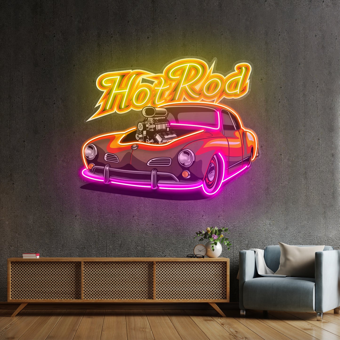 Fabolous Flamming Hotrod Car Led Neon Sign Light Custom Led Signs