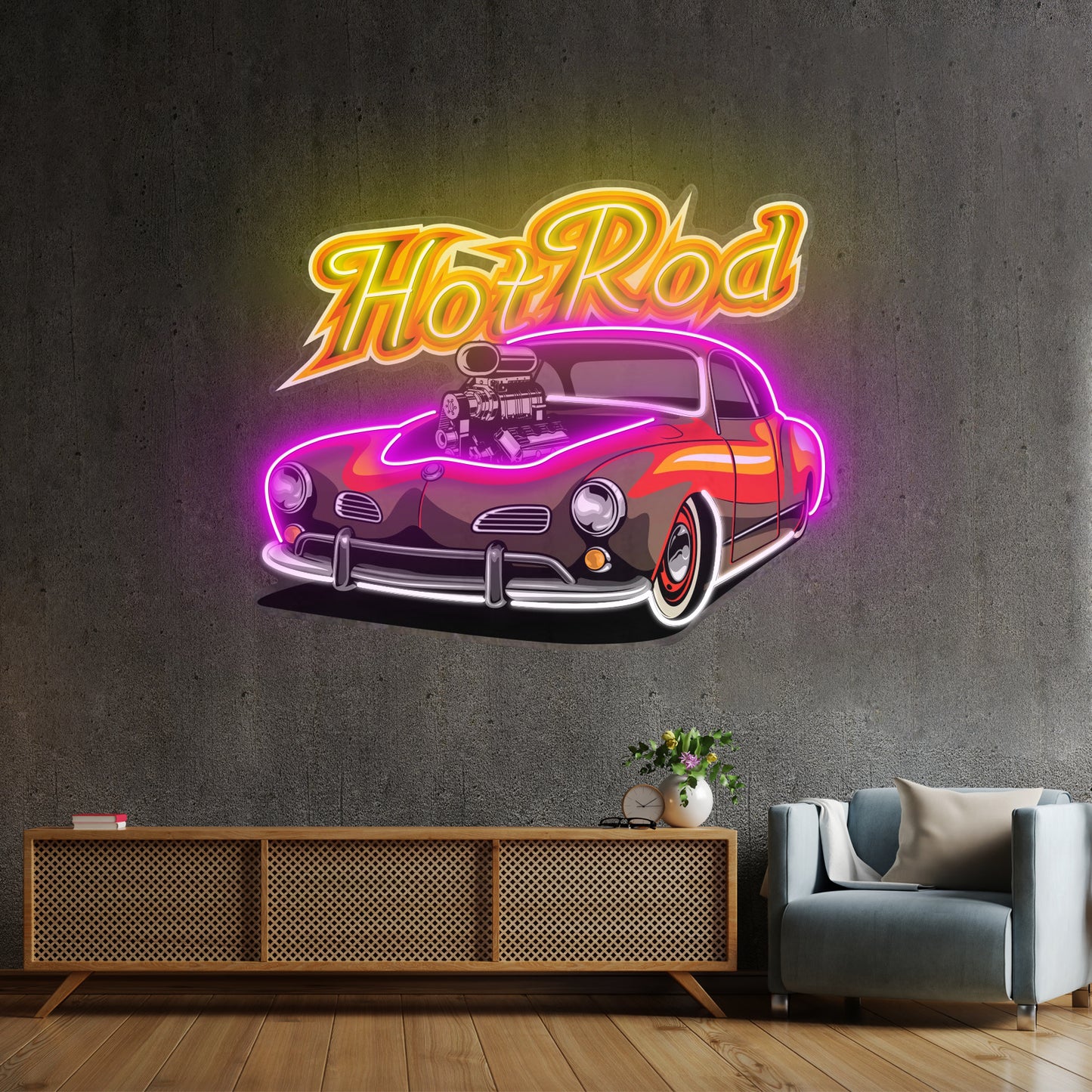 Fabolous Flamming Hotrod Car Led Neon Sign Light Custom Led Signs