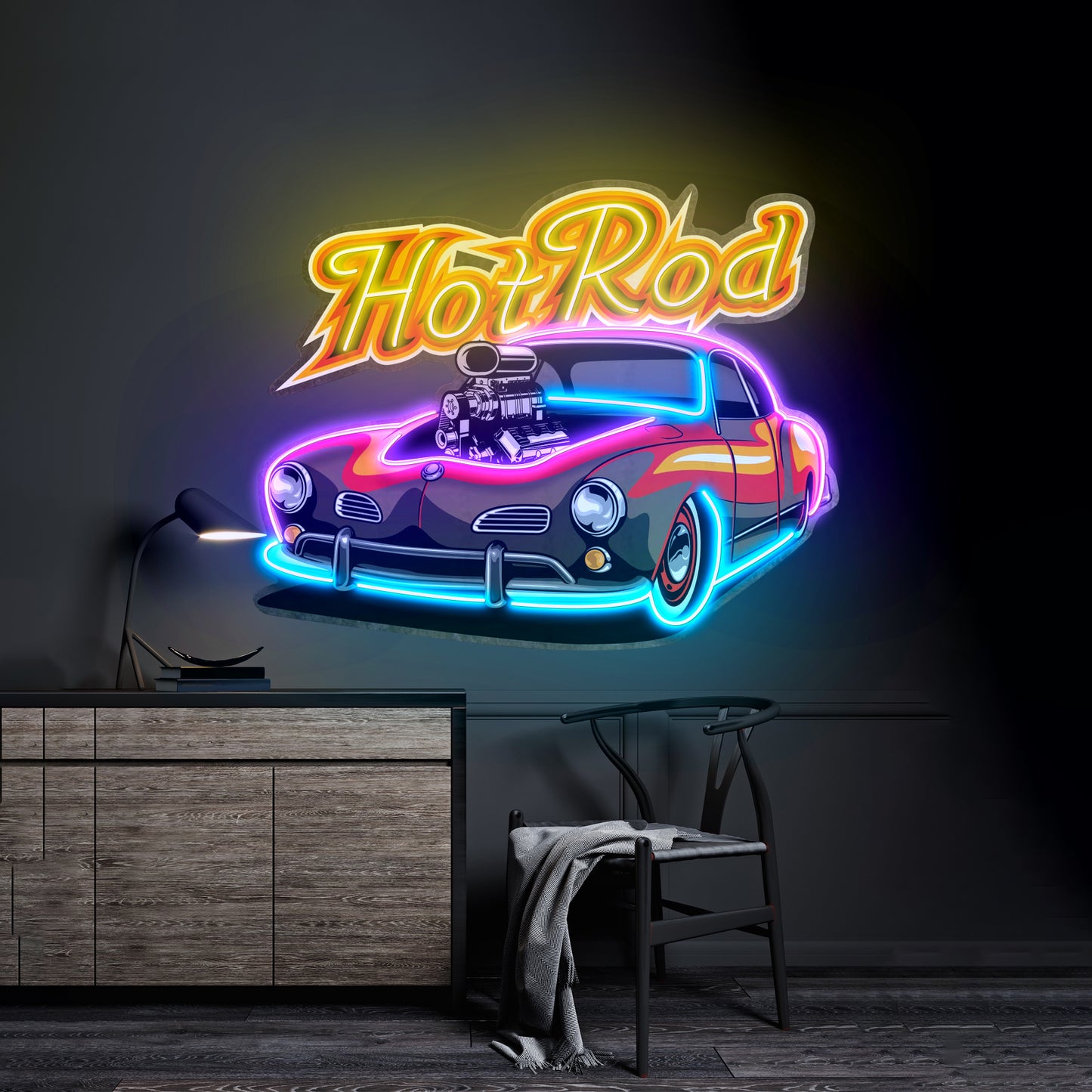 Fabolous Flamming Hotrod Car Led Neon Sign Light Custom Led Signs