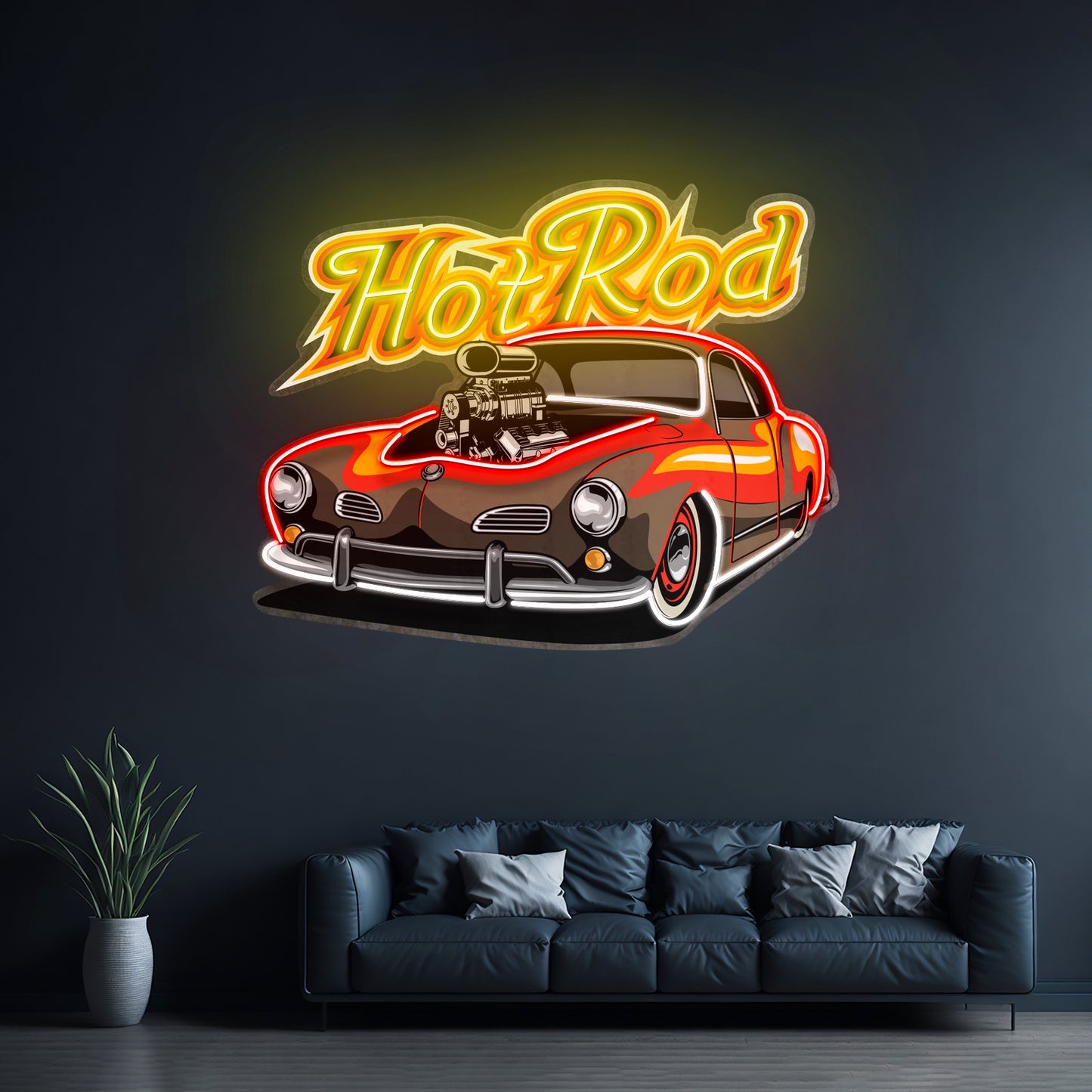 Fabolous Flamming Hotrod Car Led Neon Sign Light Custom Led Signs