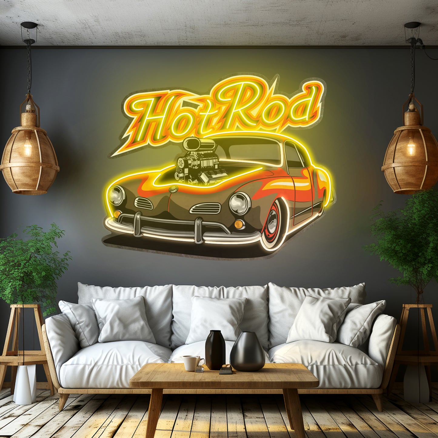 Fabolous Flamming Hotrod Car Led Neon Sign Light Custom Led Signs