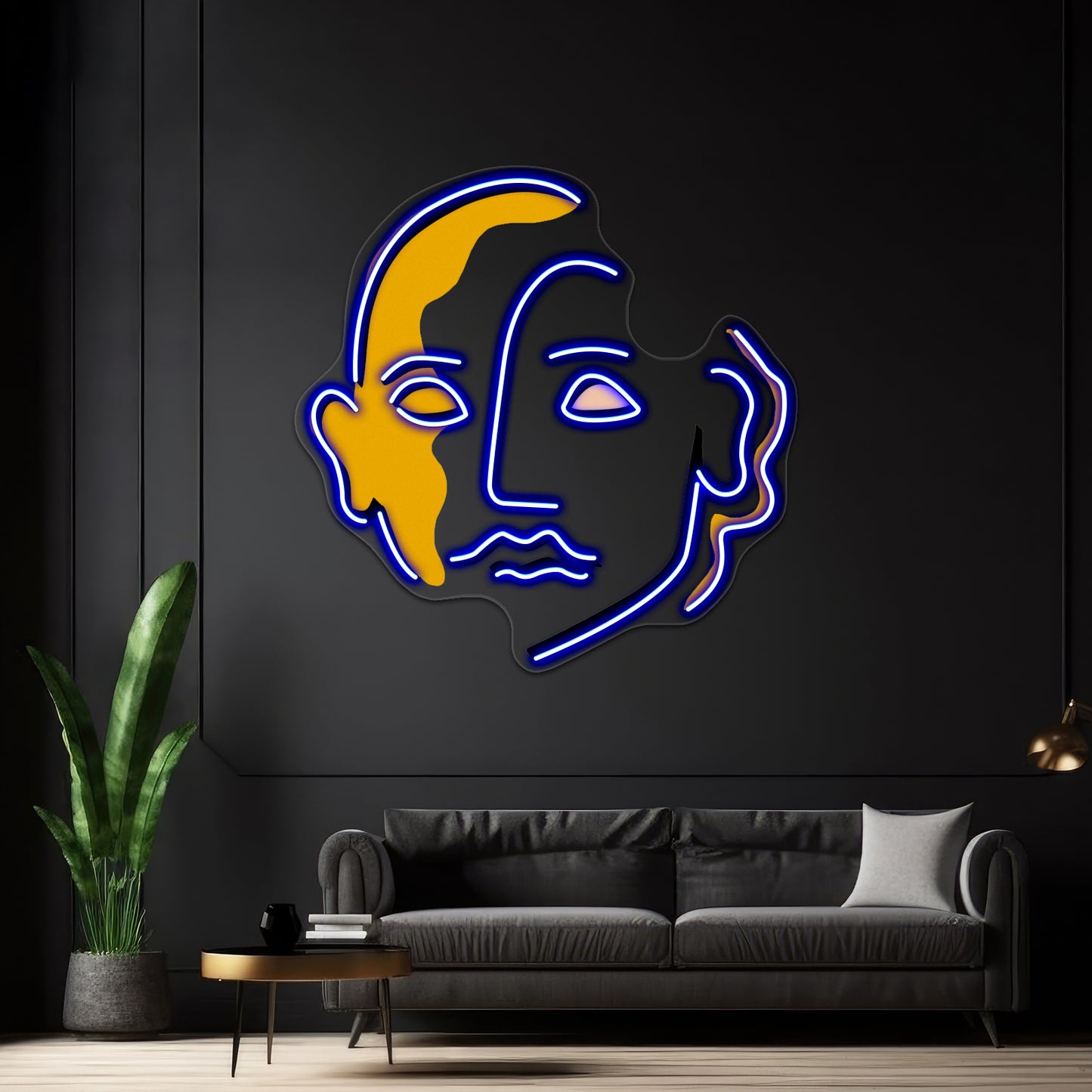 Face Abstract Pink Yellow Wall Artwork Neon Signs