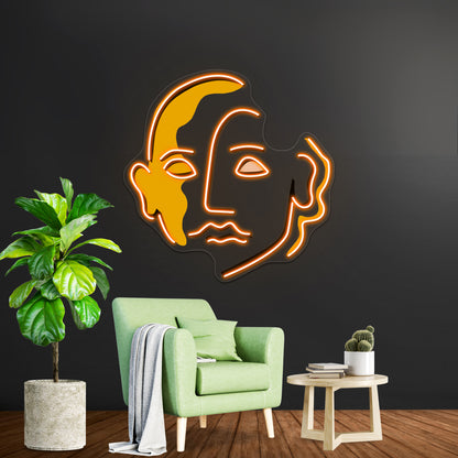 Face Abstract Pink Yellow Wall Artwork Neon Signs