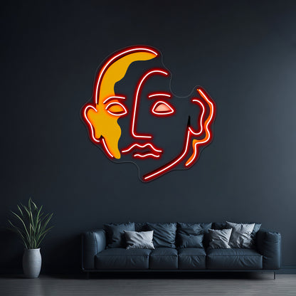 Face Abstract Pink Yellow Wall Artwork Neon Signs