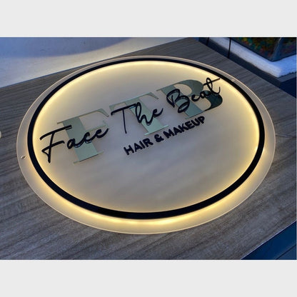 Face The Beat Hair Makeup Acrylic Business Logo Sign - Shineneon