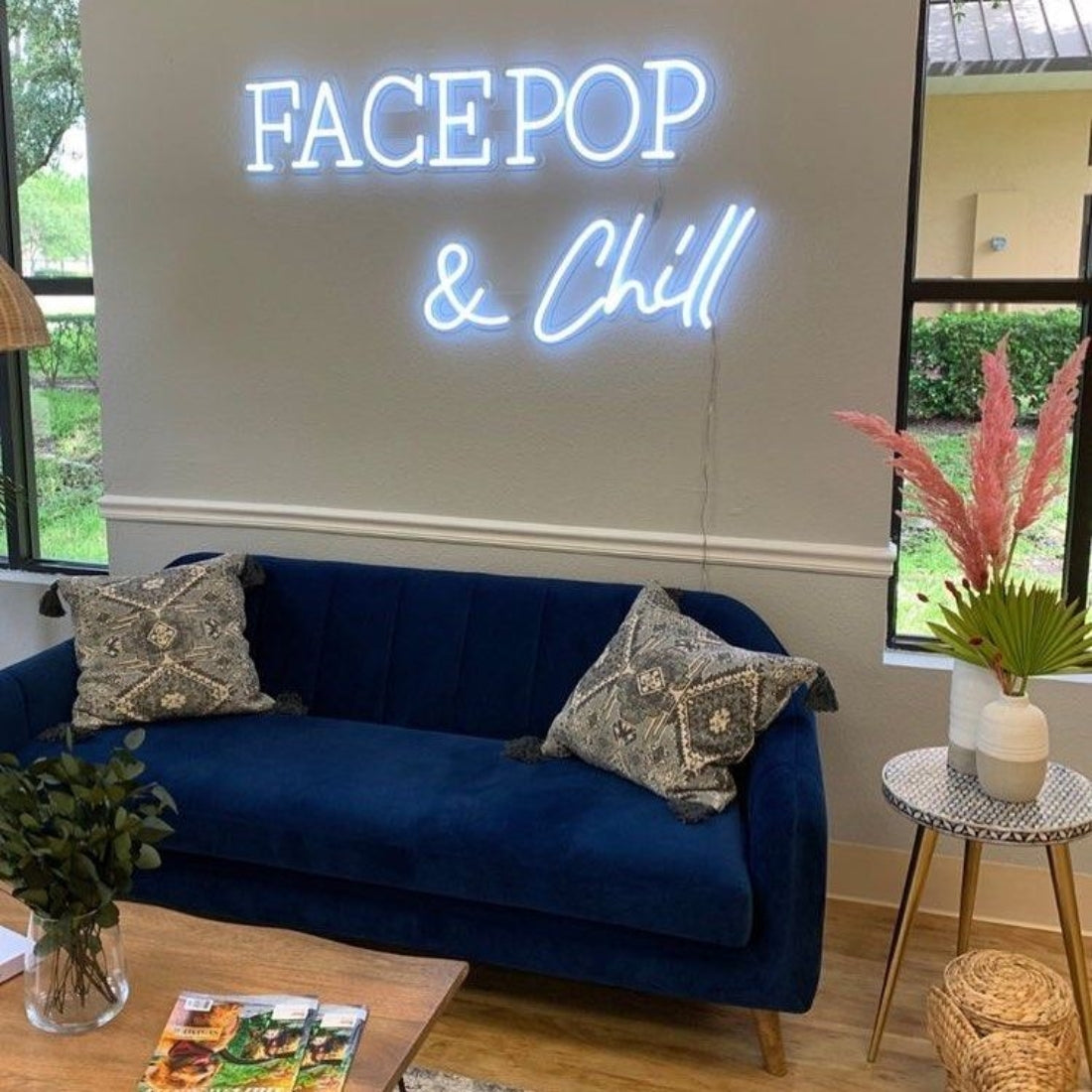 Facepop And Chill Led Sign Business Neon Sign