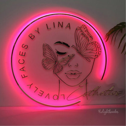 Faces By Lina Top Lash Esthetics Acrylic Business Logo Sign - Shineneon