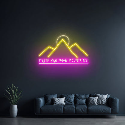 Faith Can Move Mountains Personalized Neon Sign - Shineneon