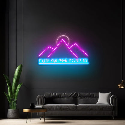 Faith Can Move Mountains Personalized Neon Sign - Shineneon