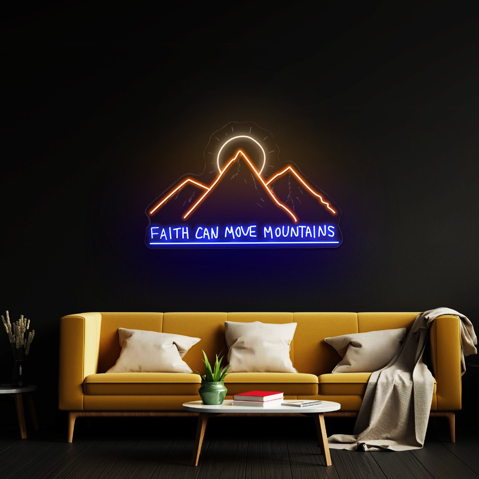 Faith Can Move Mountains Personalized Neon Sign - Shineneon