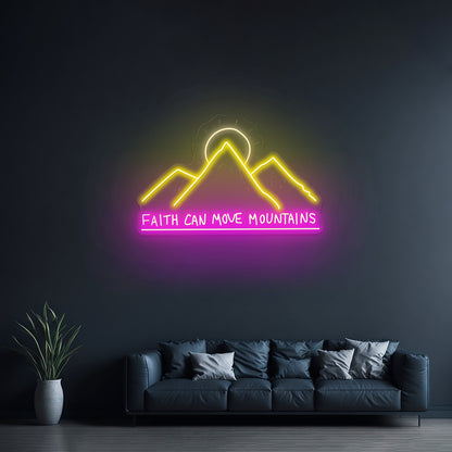 Faith Can Move Mountains Personalized Neon Sign