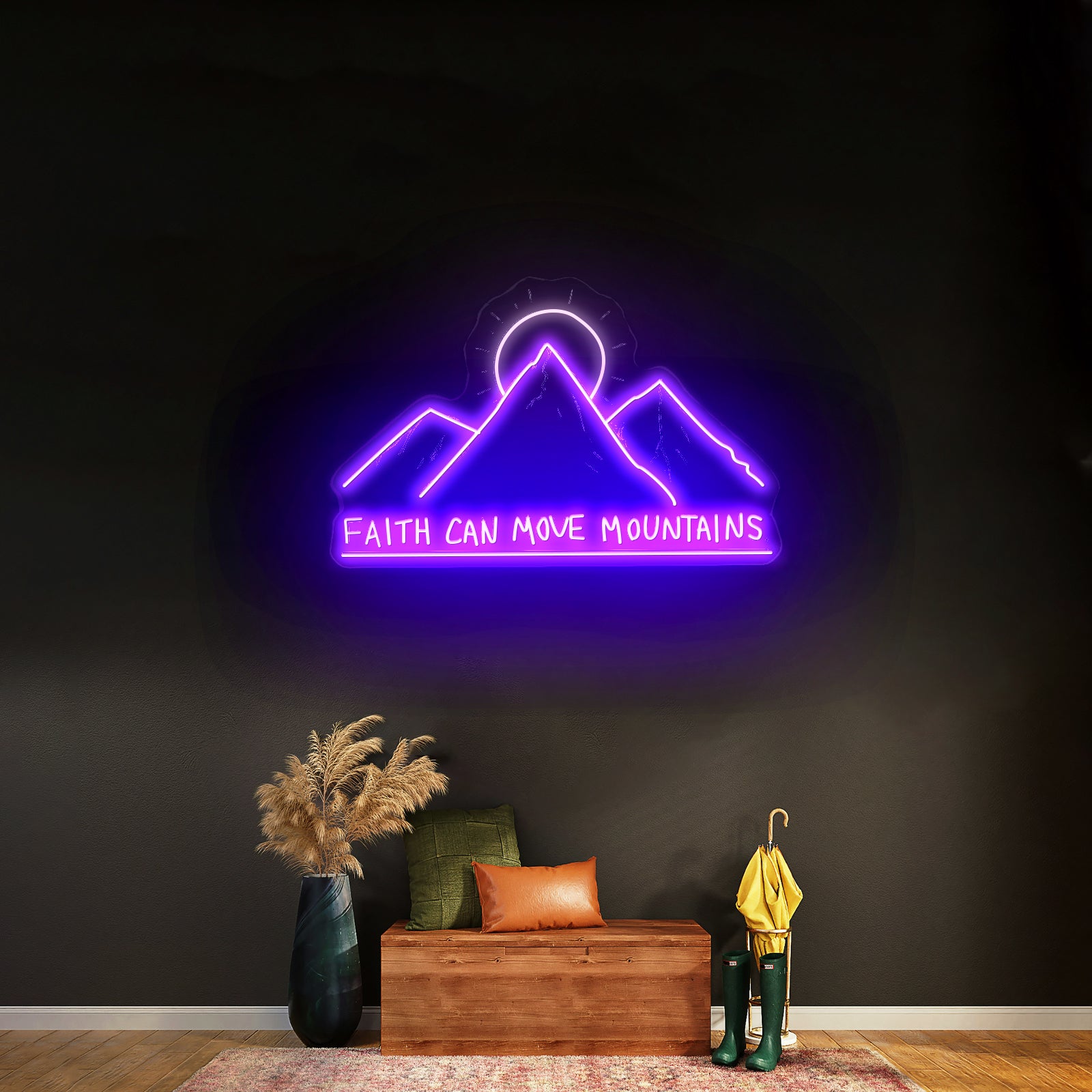 Faith Can Move Mountains Personalized Neon Sign
