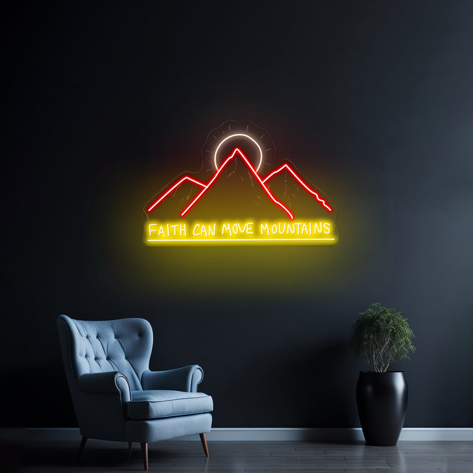 Faith Can Move Mountains Personalized Neon Sign