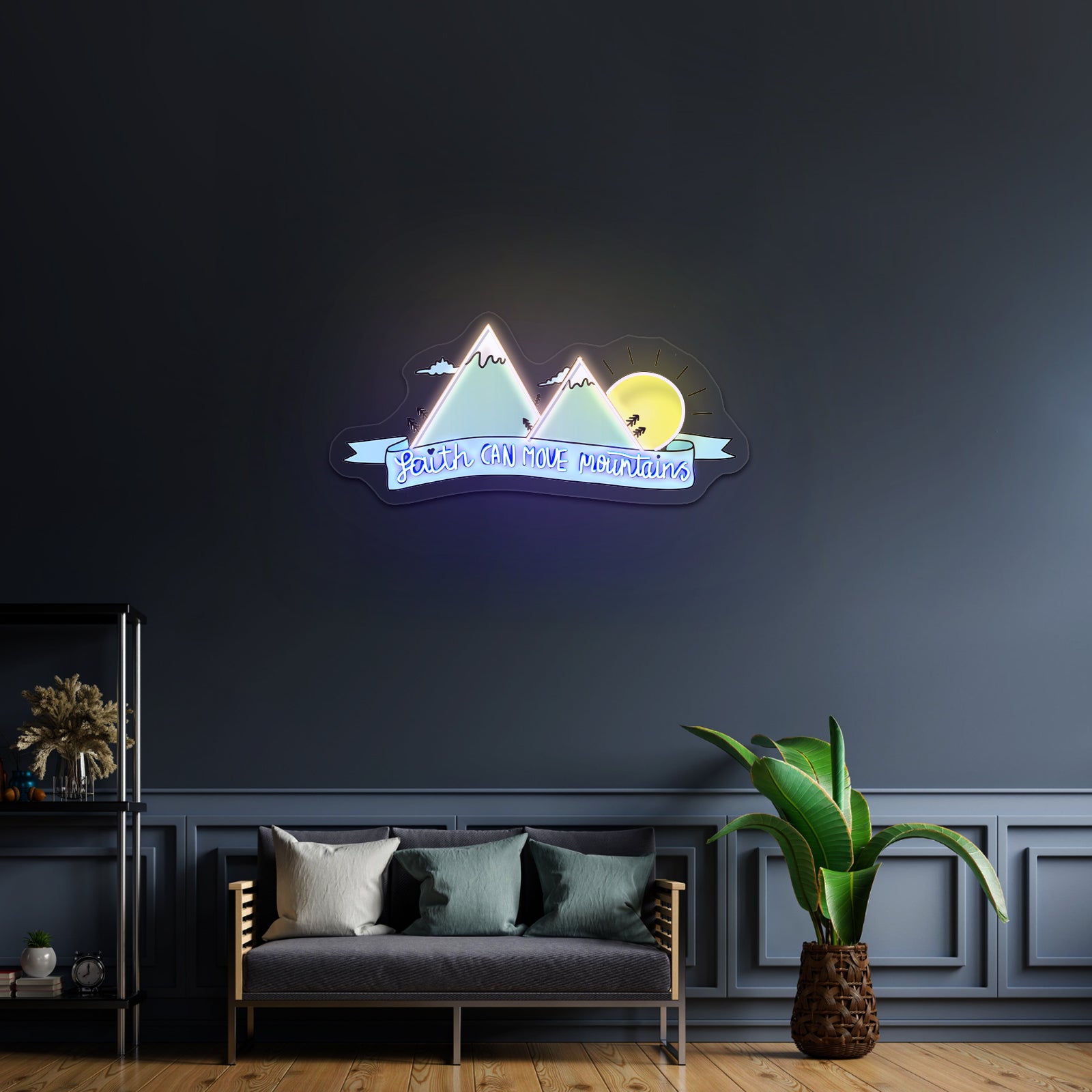 Faith Can Move Mountains With Sun Custom Led Light Signs