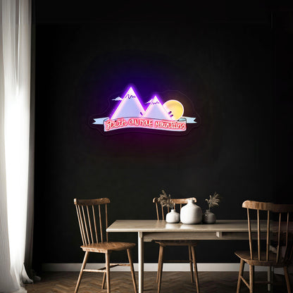 Faith Can Move Mountains With Sun Custom Led Light Signs