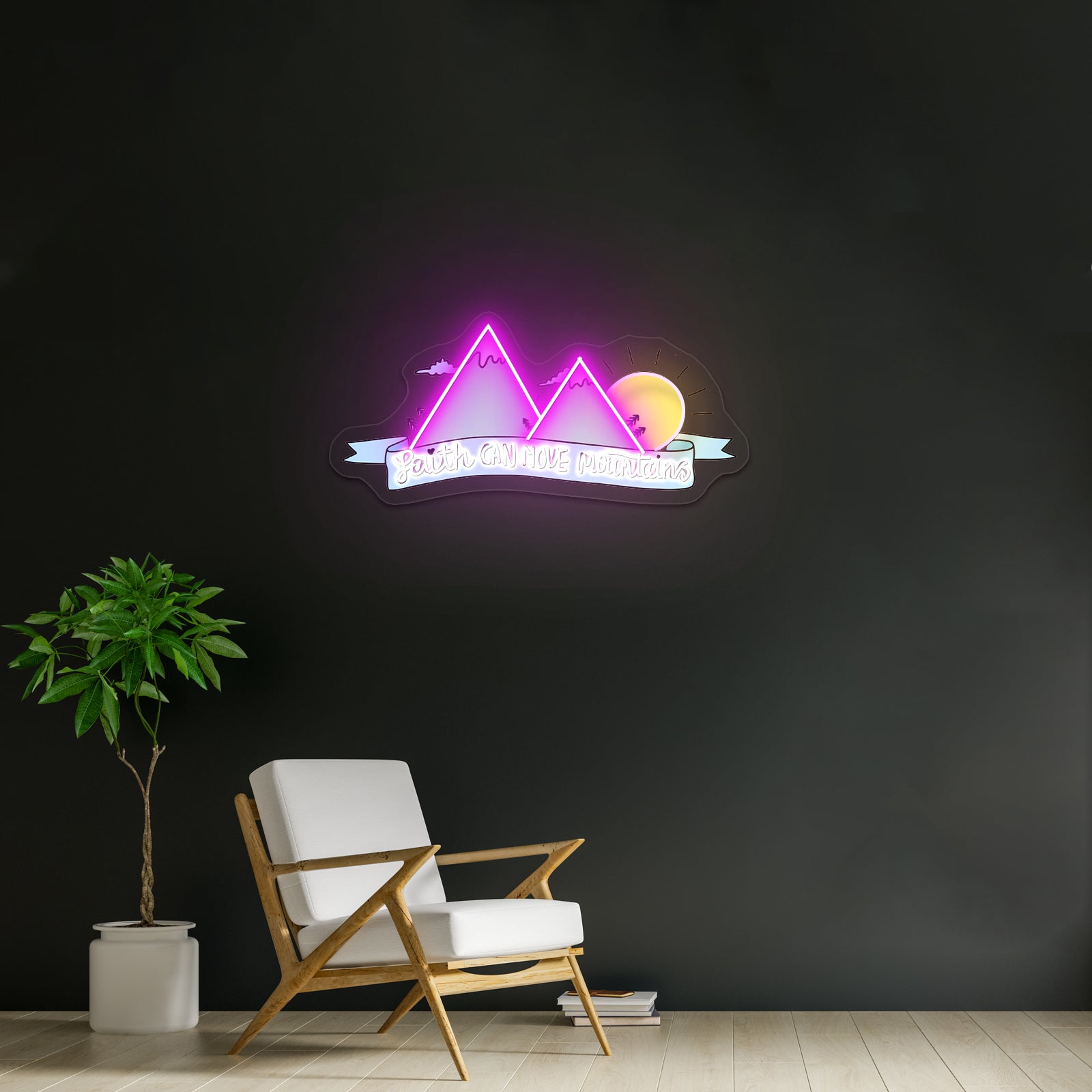 Faith Can Move Mountains With Sun Custom Led Light Signs