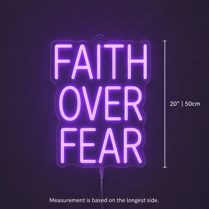 Faith Over Fear Room Decor LED Neon Sign - 04 Size Image