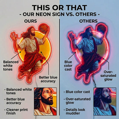 ShineNeon™ Jesus Basketball Neon Sign Holy Hoops Art for Man Cave USB Power