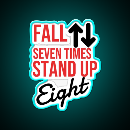 Fall Seven Times Stand Up Eight Gym Fitness Led Neon Sign Rgb Color - Size and dimension reference