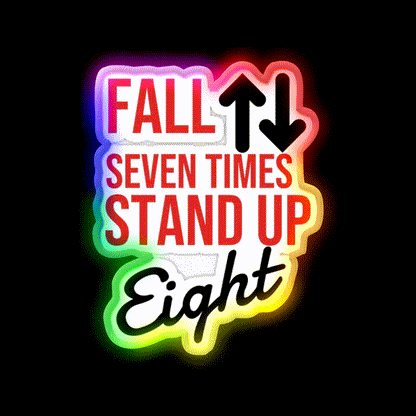 Fall Seven Times Stand Up Eight Gym Fitness Led Neon Sign Rgb Color - LED neon sign close-up detail