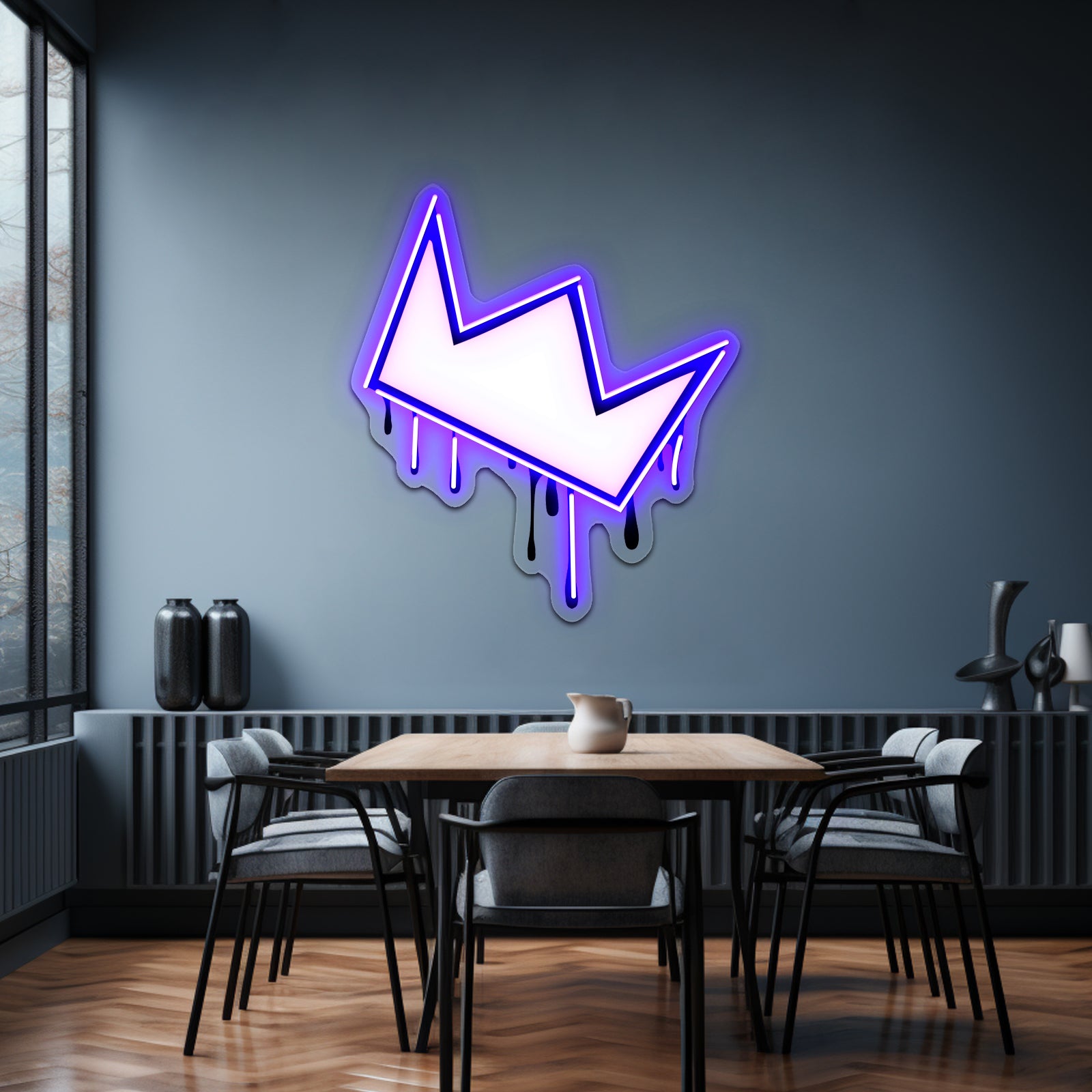 Fallen King Artwork Custom Neon Led Sign - Neon sign mounted on wall in room