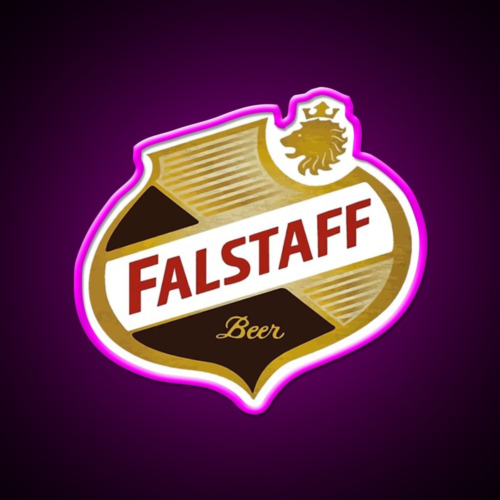 Falstaff Beer Shield Beer Retro Vintage Beer Bar Decor Led Neon Sign Rgb Color - Neon sign mounted on wall in room
