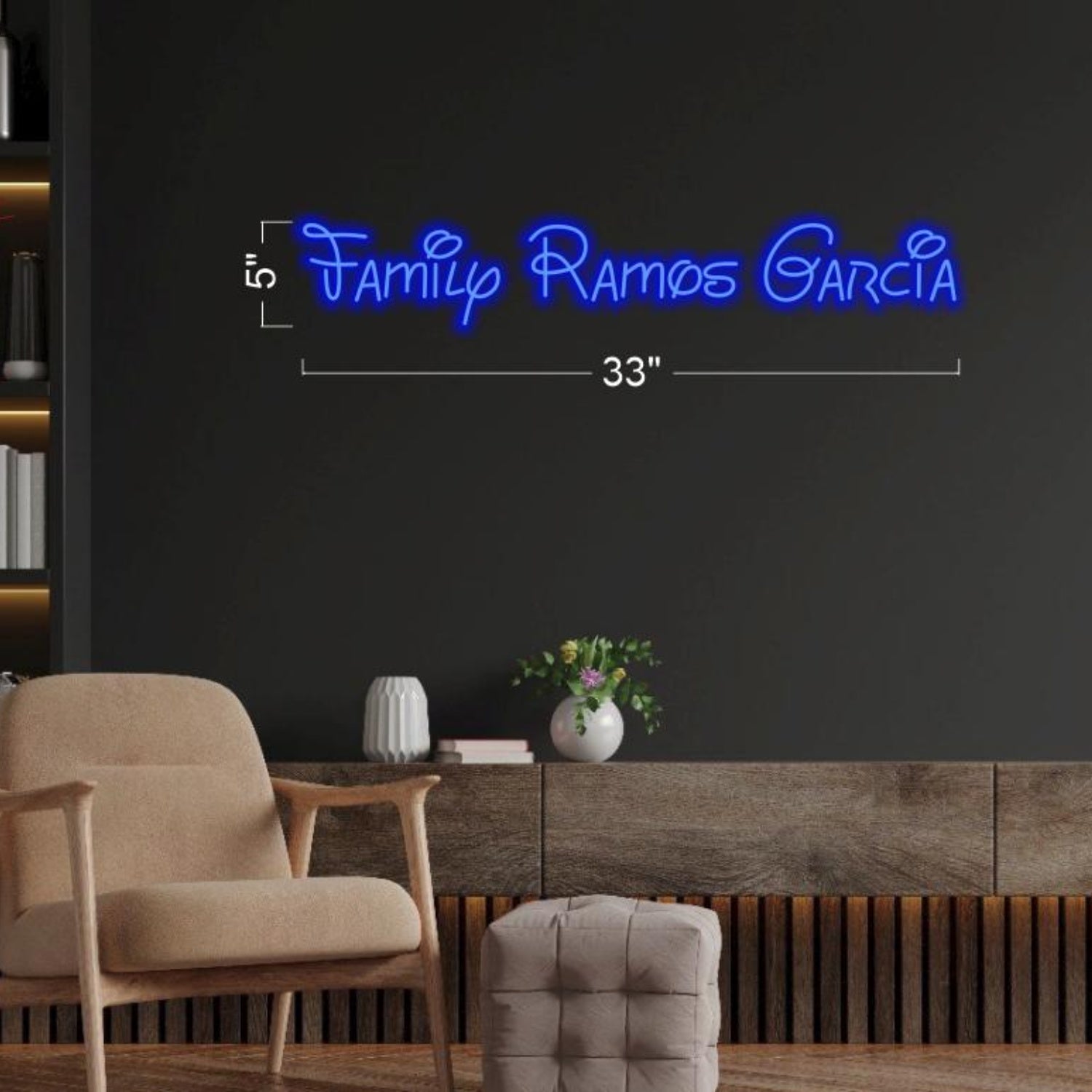Family Ramos Garcia Blue Cursive Led Neon Sign For Indoor Home Decor | Shineneon