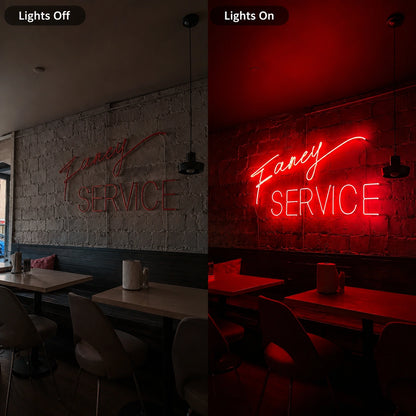 Fancy Service LED Neon Sign - 06 Day Night Comparison