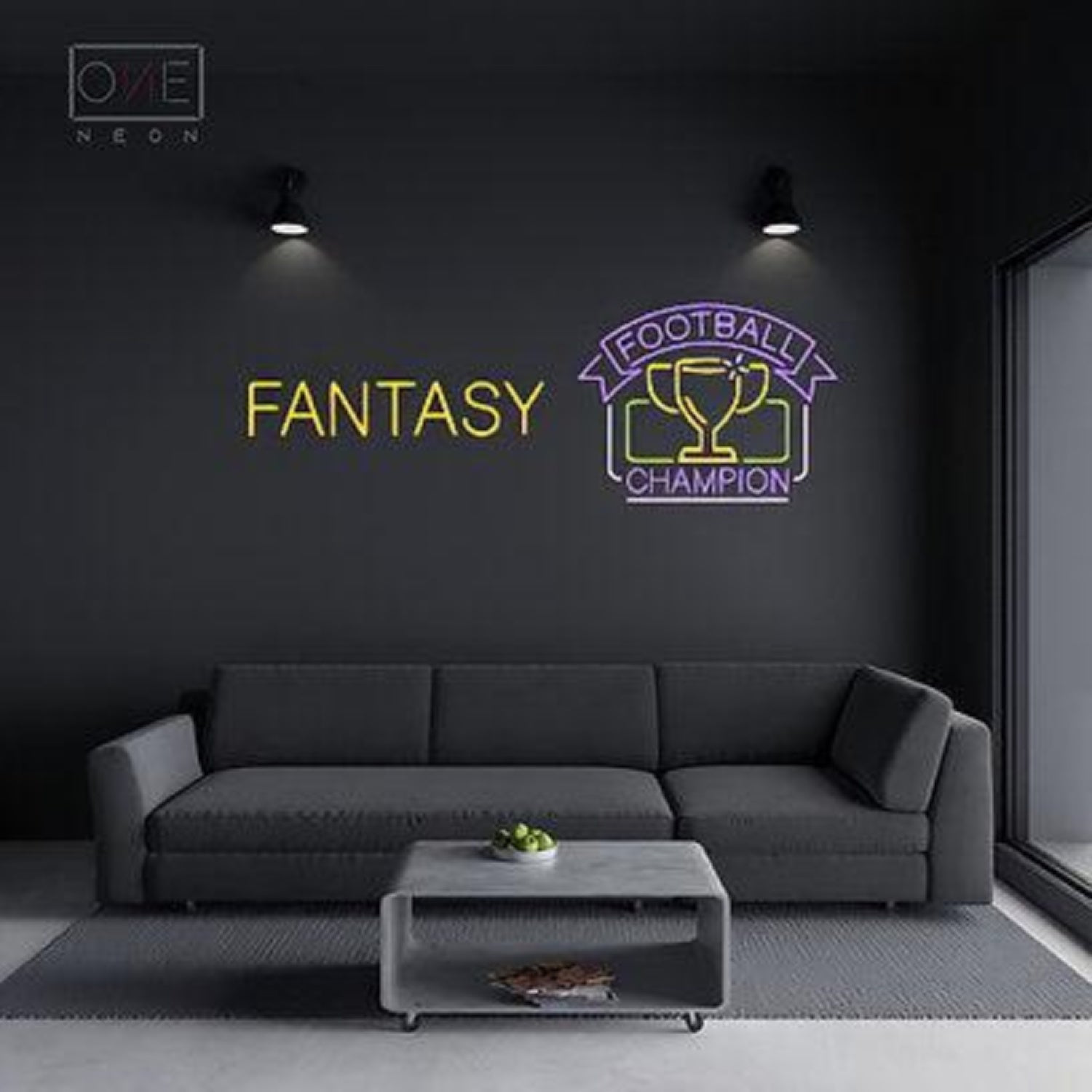 Fantasy Football Champion Purple-Yellow Trophy Led Neon Sign For Sports Decor | Shineneon