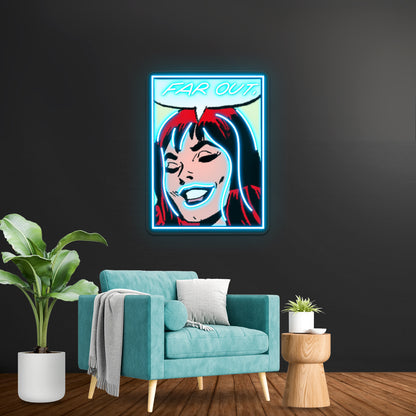 Far Out Artwork Custom Neon Led Sign - Size and dimension reference
