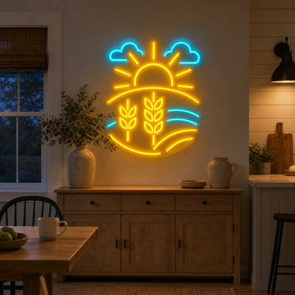 Farm Field Wheat LED Neon Sign Home Garage Wall Decoration real lifestyle scene