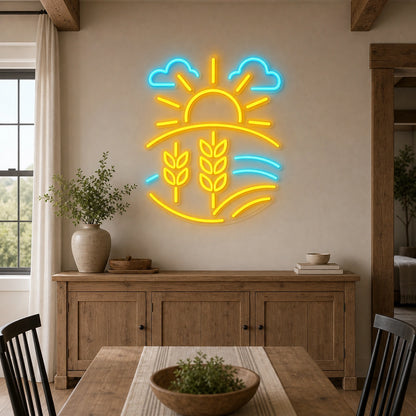Farm Field Wheat LED Neon Sign Home Garage Wall Decoration size image