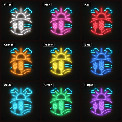 Farm Field Wheat LED Neon Sign Home Garage Wall Decoration color grid