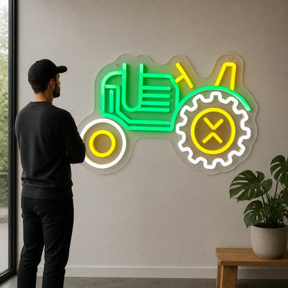 Farm Tractor Gear Wheel Vintage LED Neon Sign size image
