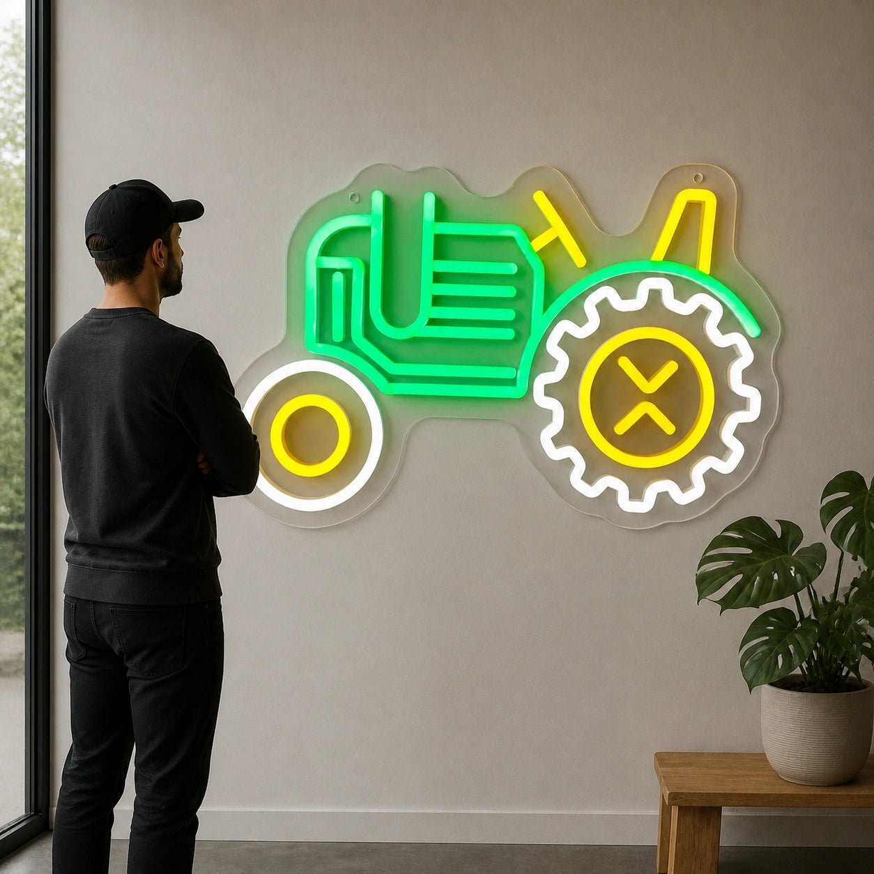 Farm Tractor Gear Wheel Vintage LED Neon Sign - Shineneon