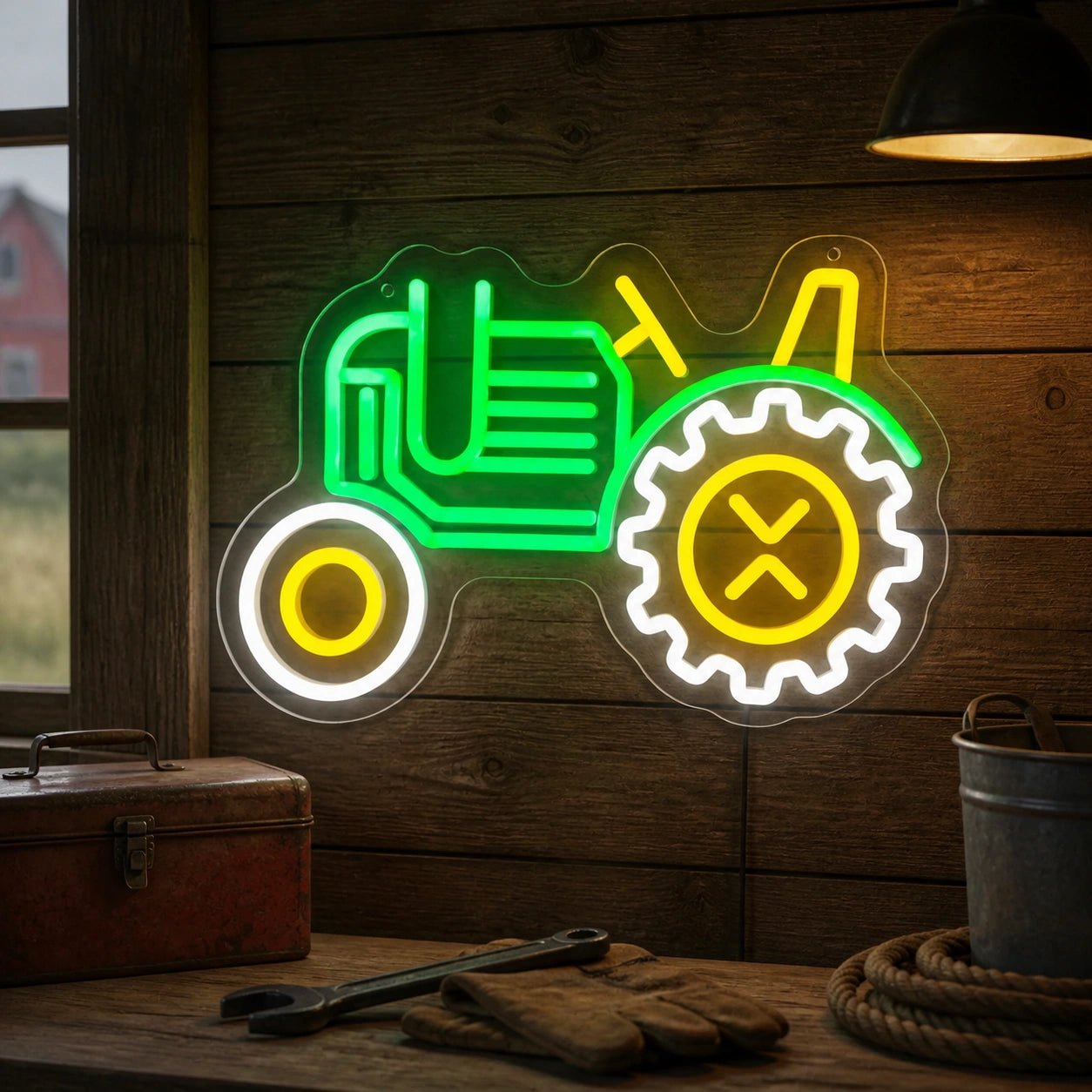 Farm Tractor Gear Wheel Vintage LED Neon Sign - Shineneon