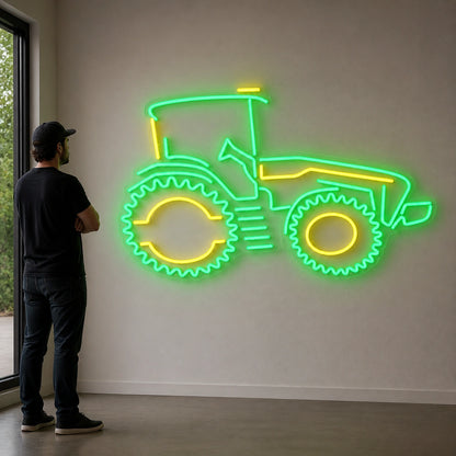 Farm Tractor Outline Vintage LED Neon Sign size image