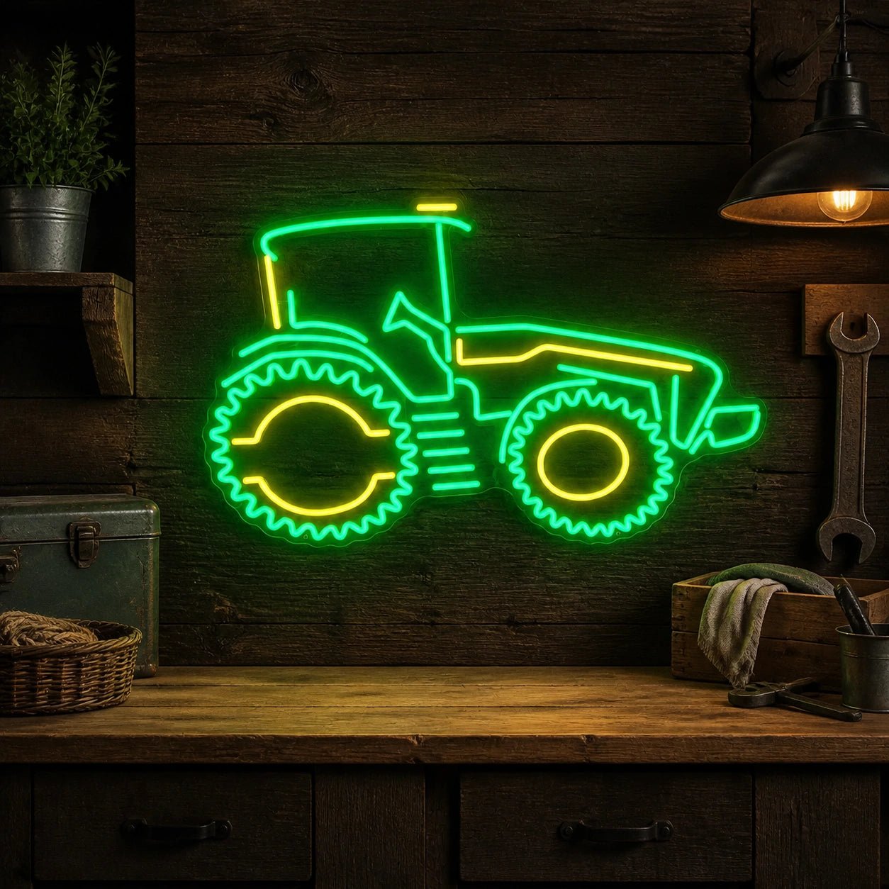 Farm Tractor Outline Vintage LED Neon Sign - Shineneon