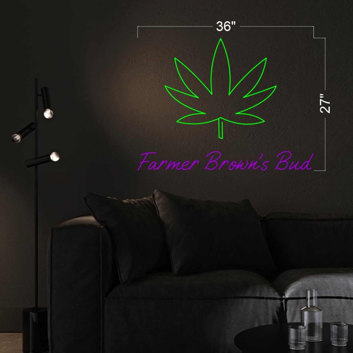 Farmer Browns Bud Green Leaf Purple Led Neon Sign For Indoor Bar And Home Decor | Shineneon