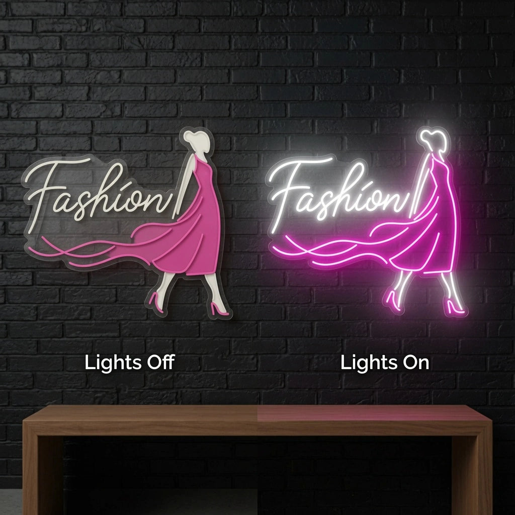 Fashion LED Neon Sign - 06 Day Night Comparison