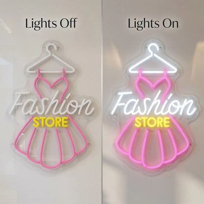 Fashion Store LED Neon Sign Home Decor - 06 Day Night Comparison