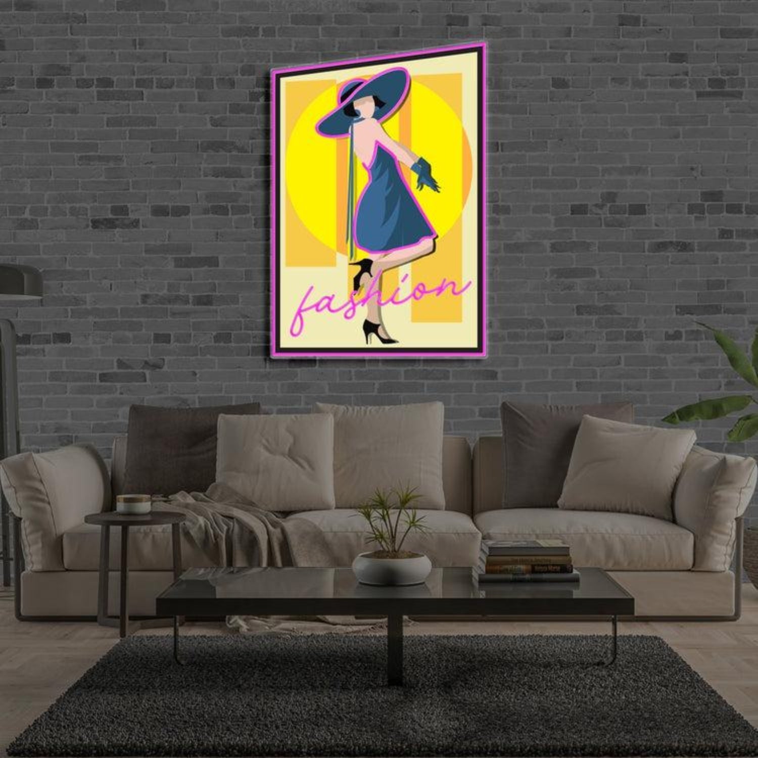 Fashionista Pink-Purple Led Neon Sign With Stylish Figure And Text For Home Wall Decor | Shineneon