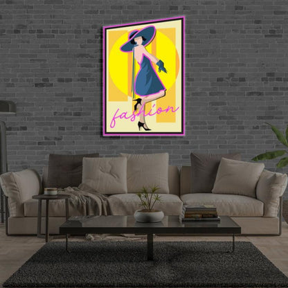 Fashionista Pink-Purple Led Neon Sign With Stylish Figure And Text For Home Wall Decor | Shineneon