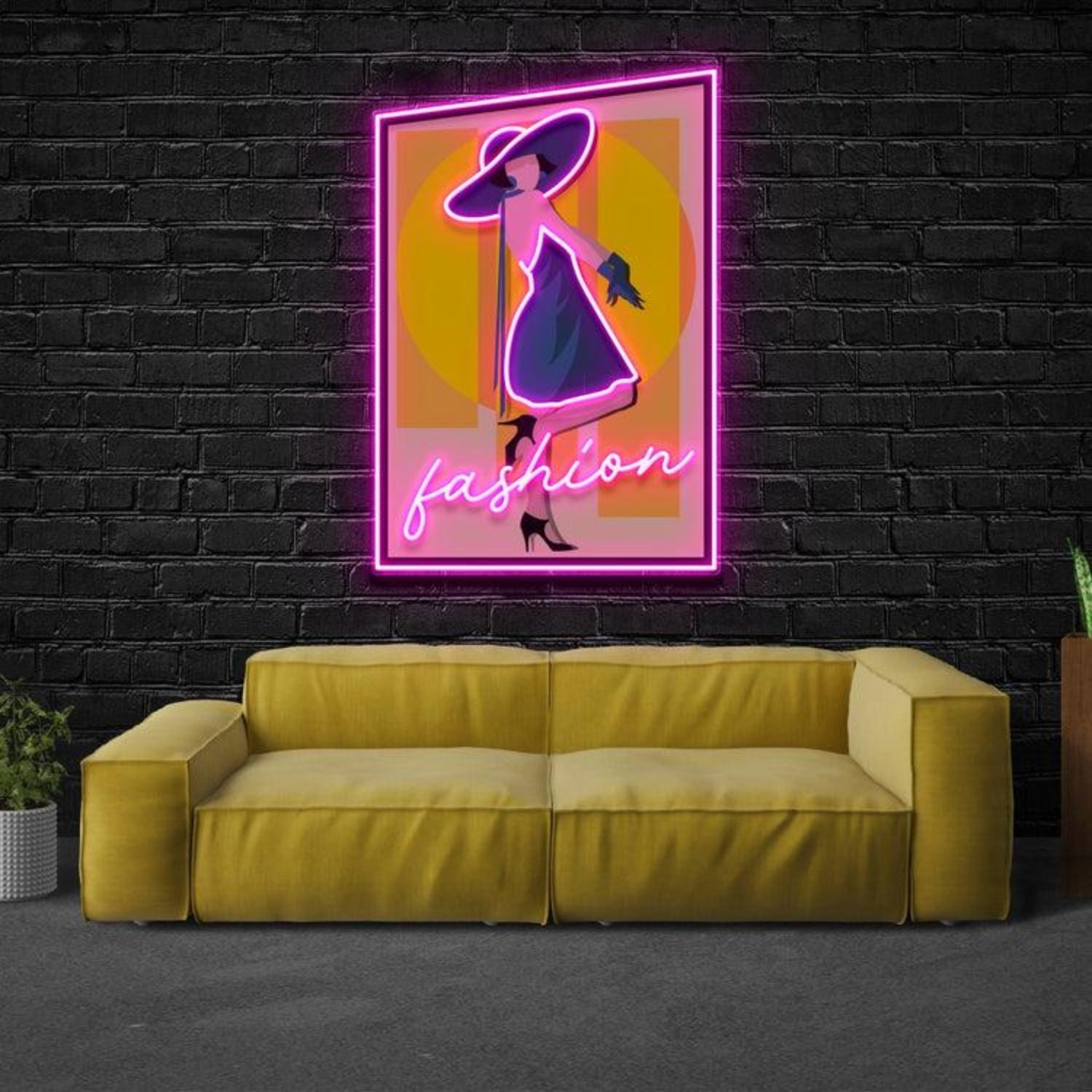 Fashionista Pink-Purple Led Neon Sign With Stylish Figure And Text For Home Wall Decor | Shineneon