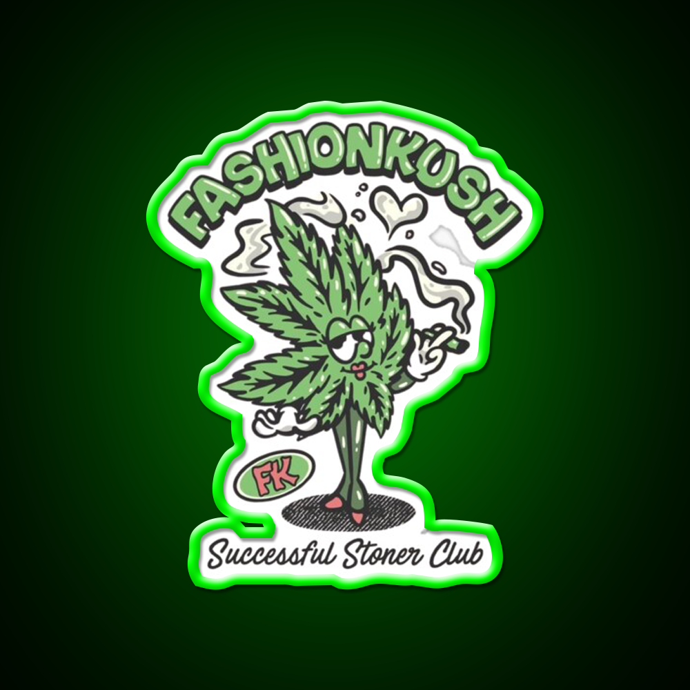 Fashionkush Girl Stoner Retro Character Art Green Leaf Led Neon Sign Rgb Color - LED neon sign view 8
