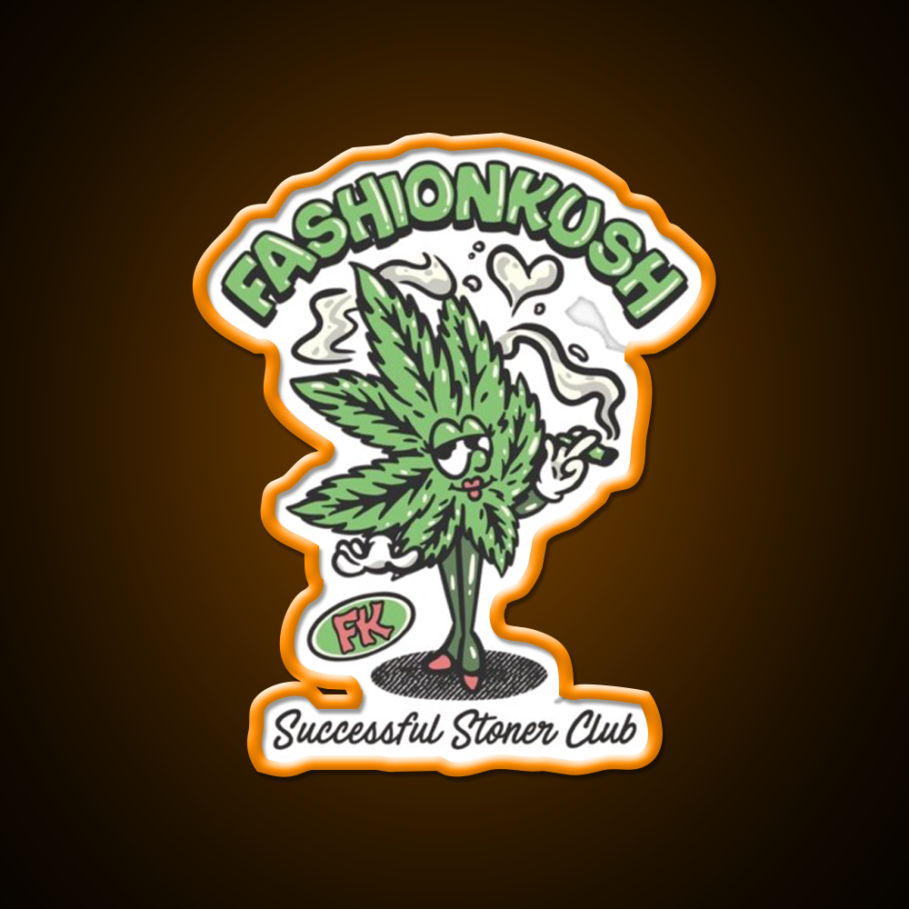 Fashionkush Girl Stoner Retro Character Art Green Leaf Led Neon Sign Rgb Color - LED neon sign view 6