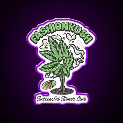Fashionkush Girl Stoner Retro Character Art Green Leaf Led Neon Sign Rgb Color - LED neon sign view 9