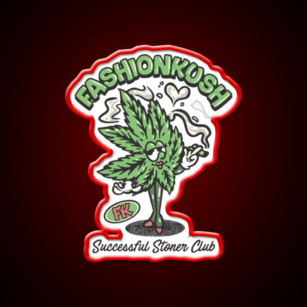 Fashionkush Girl Stoner Retro Character Art Green Leaf Led Neon Sign Rgb Color - LED neon sign view 10