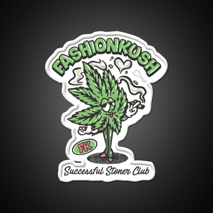 Fashionkush Girl Stoner Retro Character Art Green Leaf Led Neon Sign Rgb Color - Shineneon