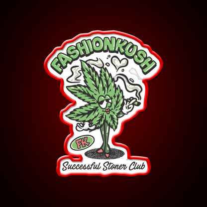 Fashionkush Girl Stoner Retro Character Art Green Leaf Led Neon Sign Rgb Color - Shineneon